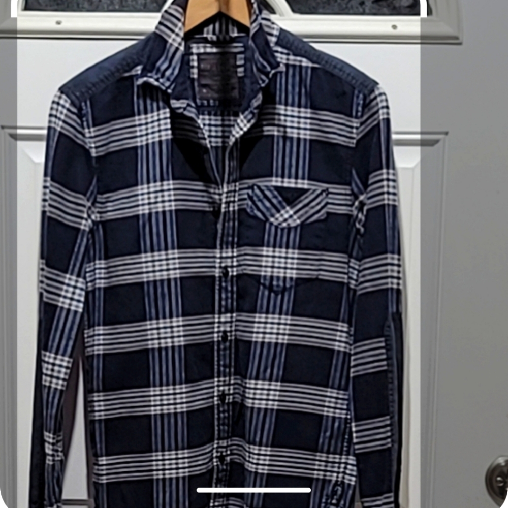 Vintage Blue Cotton Flannel Shirt Size XS